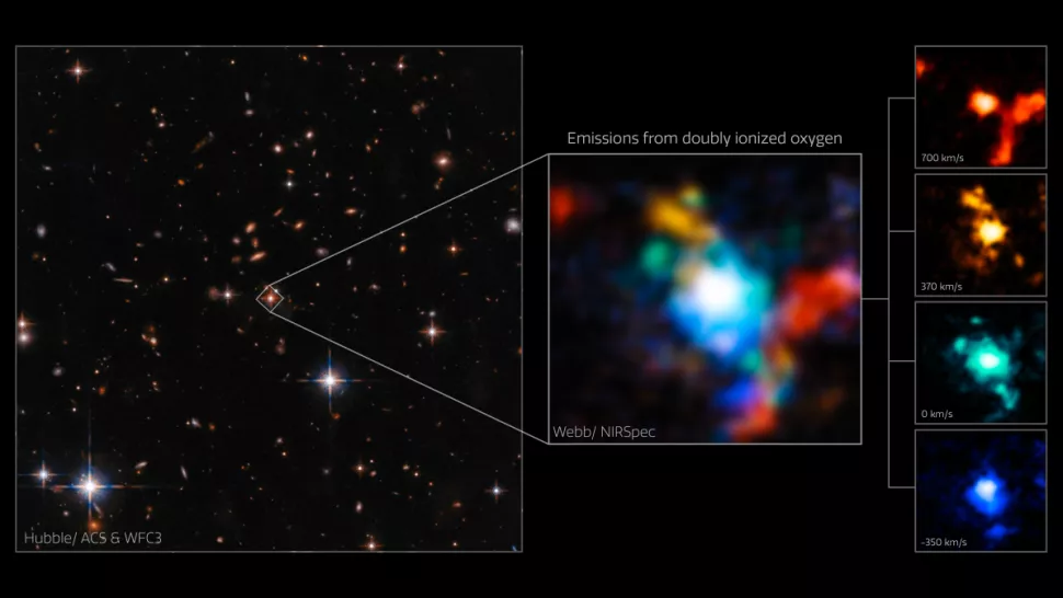 Telescópio Espacial James Webb  Espia galáxias se fundindo em torno de buraco negro
