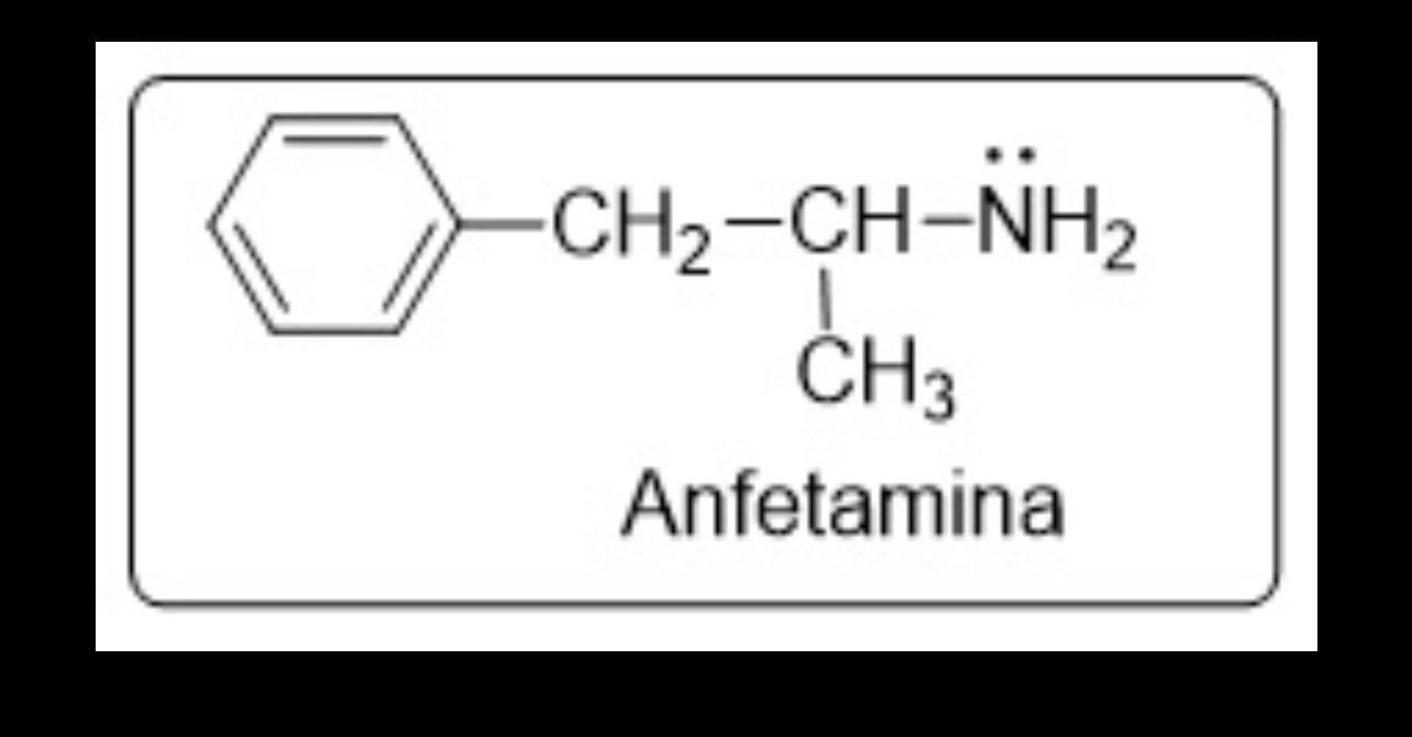 Proponha um esboço da reação química da anfetamina (C9H13N) 